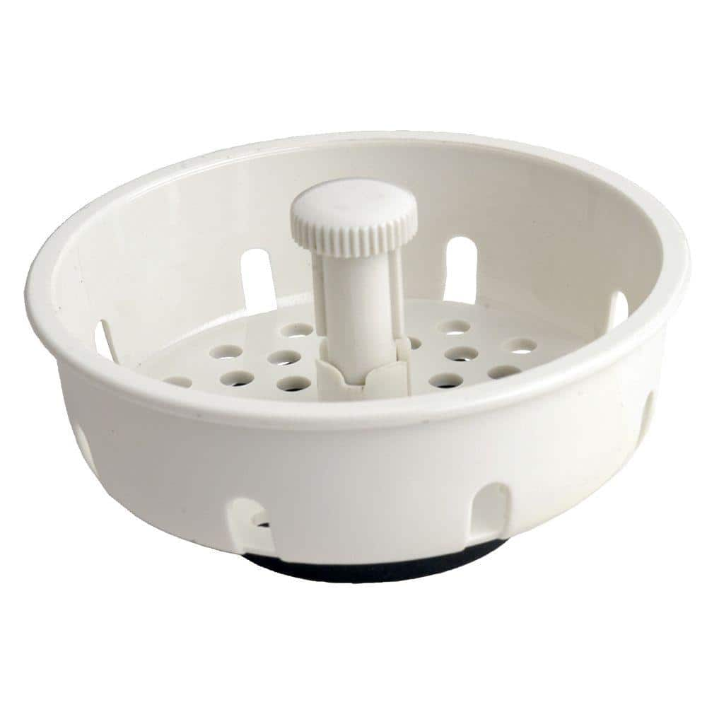 DANCO 3-1/4 in. Basket Strainer in White with Stopper