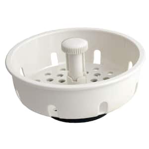 3-1/4 in. Basket Strainer in White with Stopper