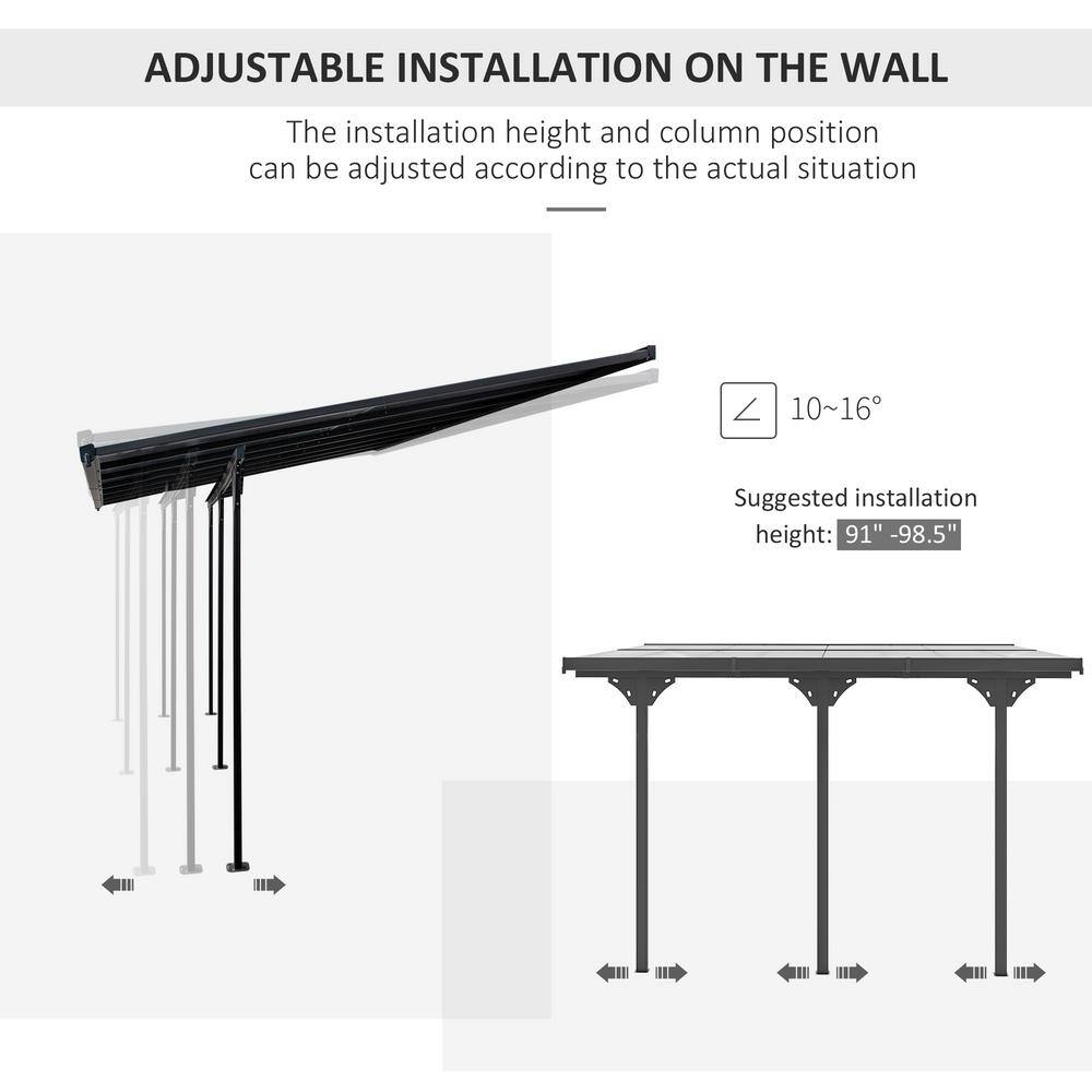 Gray Aluminum Pergola with Transparent UV Blocking Canopy