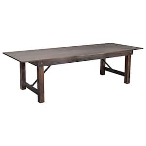 Rustic Mahogany Wood 4 Leg Dining Table (Seats 10)