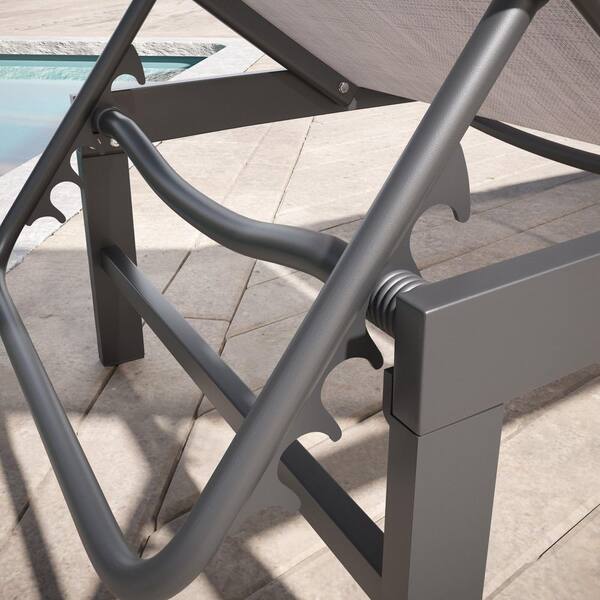 1-Piece Metal All-Weather Adjustable Aluminum Outdoor Chaise Lounge Chair in Earth for Pool Patio