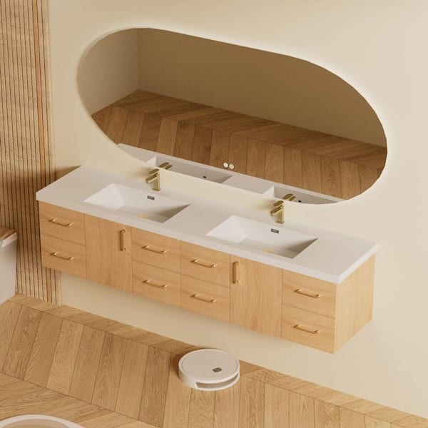 YASINU 84 in. W x 19.5 in. D Resin Bath Integrated Vanity Top in