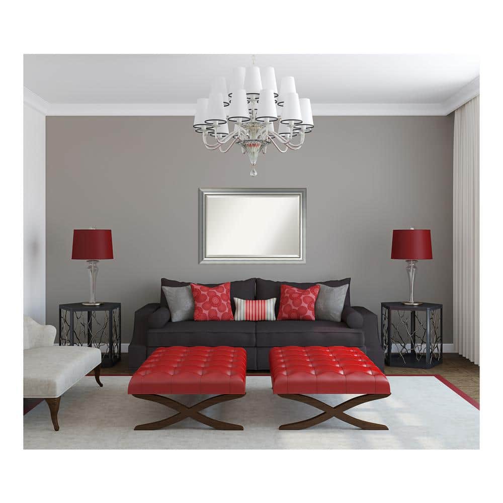 Vegas Burnished Silver Rectangular Wood Wall Mirror