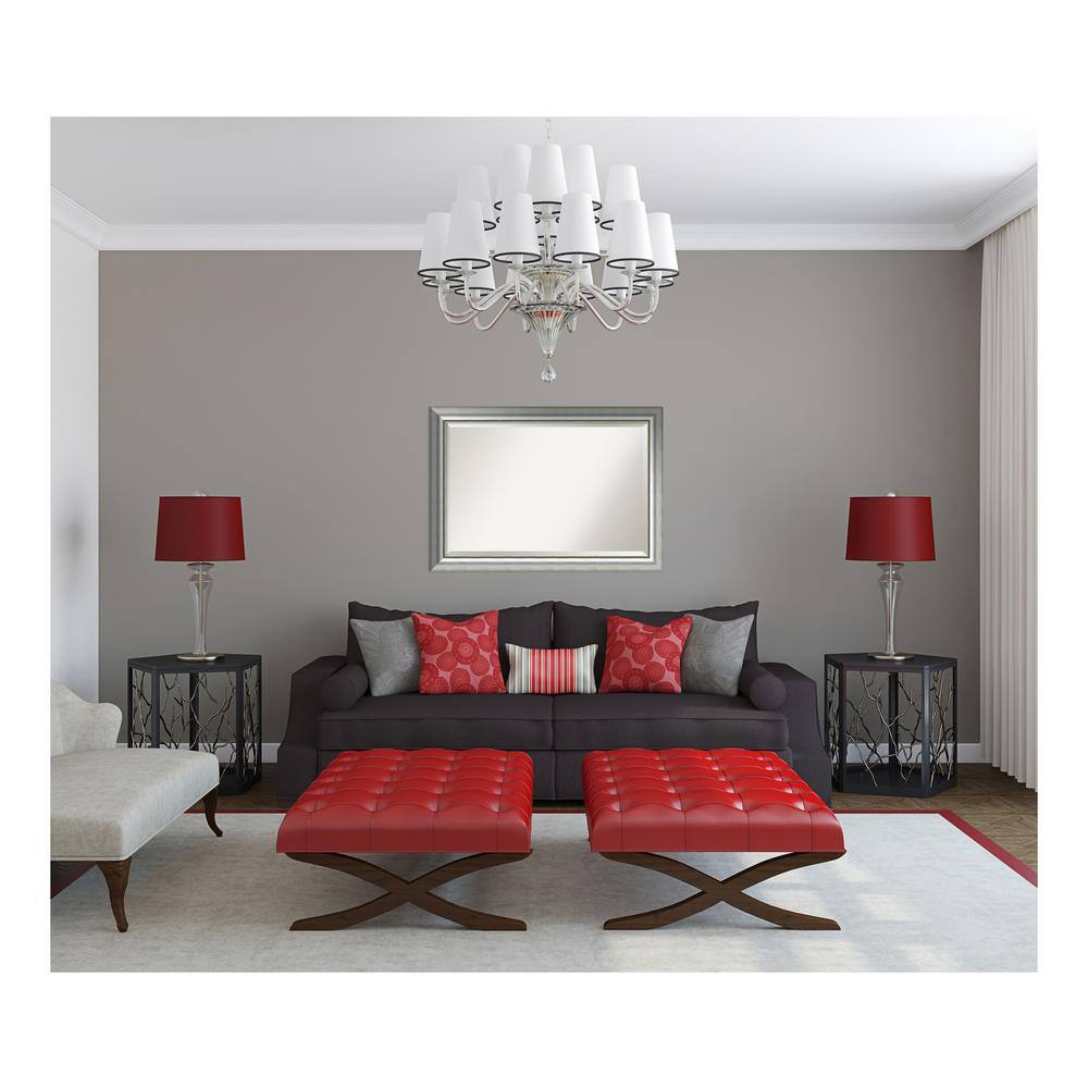 Vegas Burnished Silver Rectangular Wood Wall Mirror