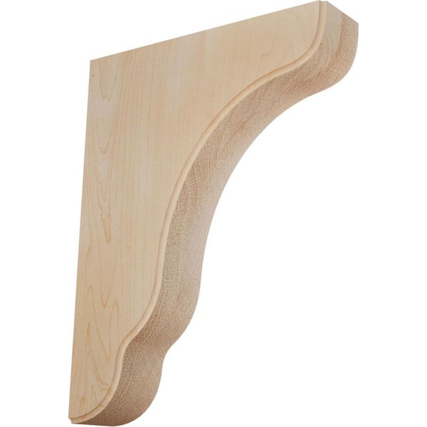 Ekena Millwork 1-3/4 in. x 7-1/4 in. x 9-1/2 in. Maple Plymouth Wood Bracket