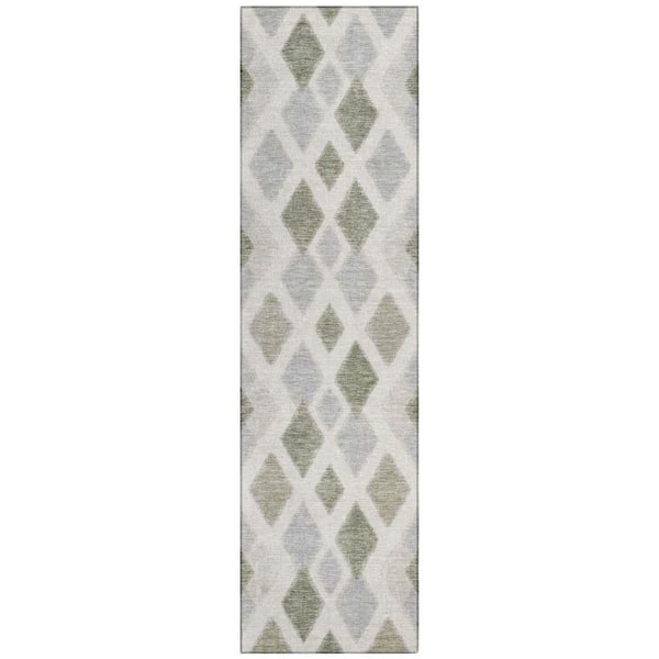 Chantille Machine Washable Indoor/Outdoor Abstract ACN3021 Ivory 2 ft. x 7 ft. Runner Rug