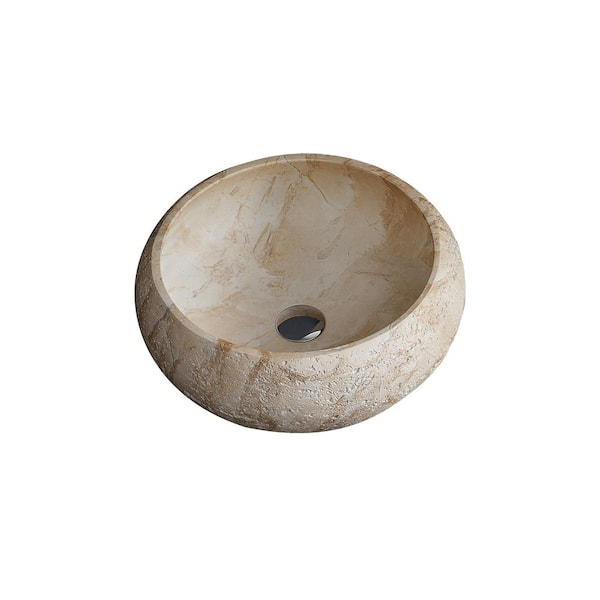 17 in. Stone Vessel Bathroom Sink (Travertine Texture)