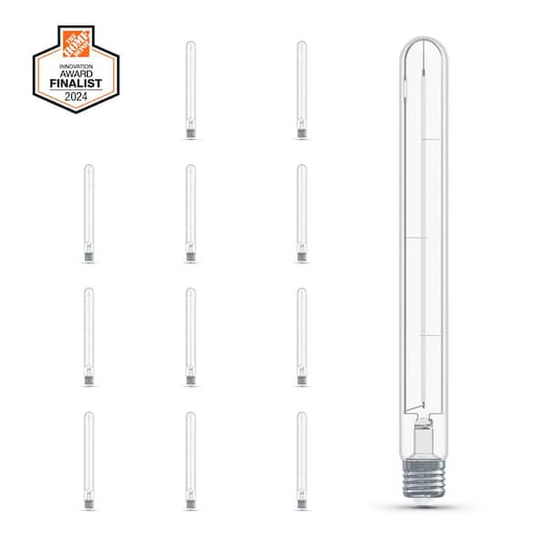 Feit Electric 60-Watt Equivalent T10XL Straight Thin White Filament Clear E26 Vintage Edison LED Light Bulb, Daylight 5000K (12-Pack)