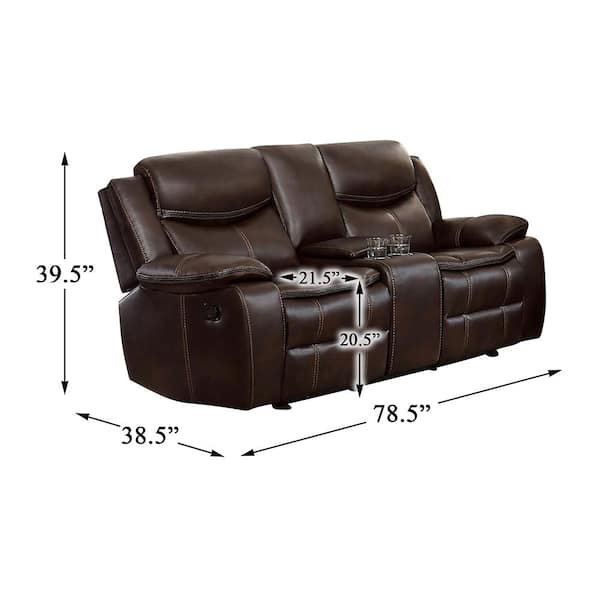 Lazzara Austin 78.5 in. W Brown Faux Leather Double Glider
