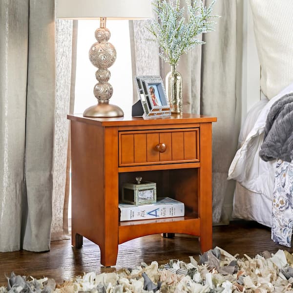 Furniture of America Eavan 1-Drawer Oak Nightstand