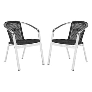 Wrangell Black Stackable Aluminum/Wicker Outdoor Dining Chair (2-Pack)