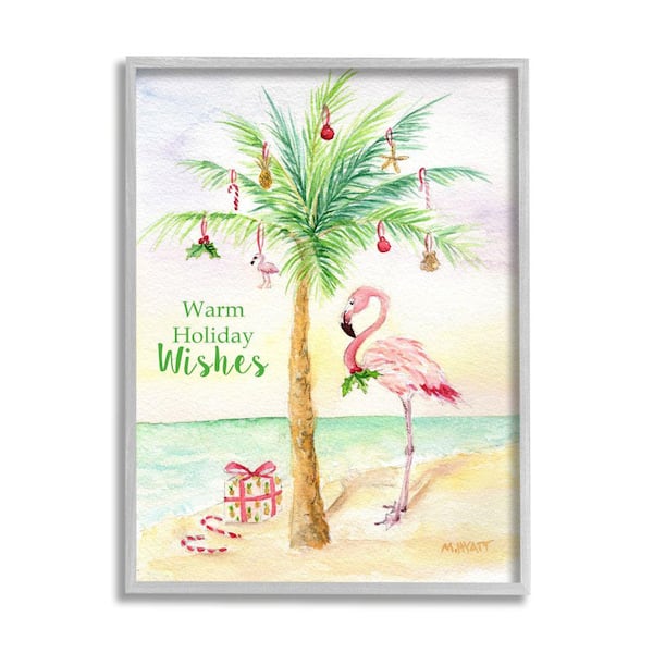 Stupell Industries No Working During Drinking Hours Flamingo Wooden Wall  Plaque