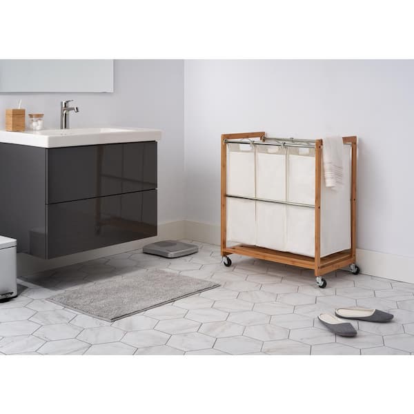 EcoStorage 3-Bag Rolling Bamboo Laundry Cart