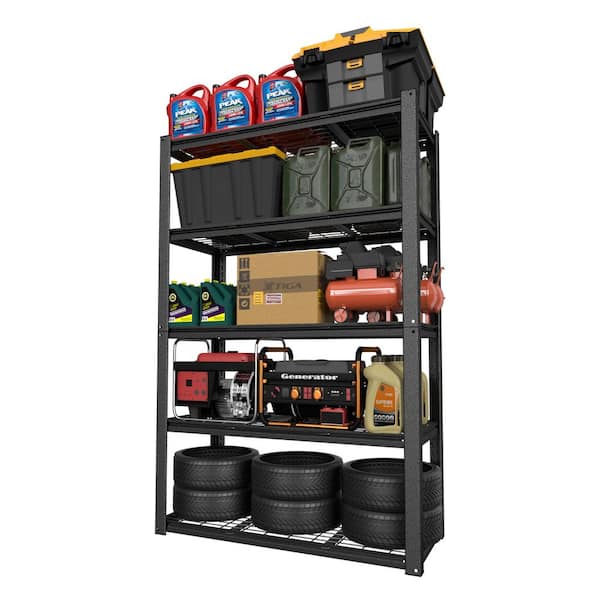 5-Tier Metal Adjustable Garage Shelves Industrial shelving Standard Bookcase in Black ( 72 in. H x 48 in. W x 20 in. D )