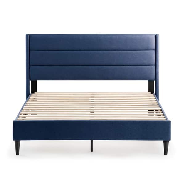 Brookside Amelia Upholstered Navy Full Bed with Horizontal Channels