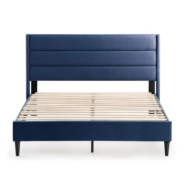 Brookside Amelia Upholstered Navy Twin Bed with Horizontal Channels