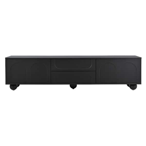 Nestfair 69.6 in. Black TV Stand Fits TVs up to 75 in. with
