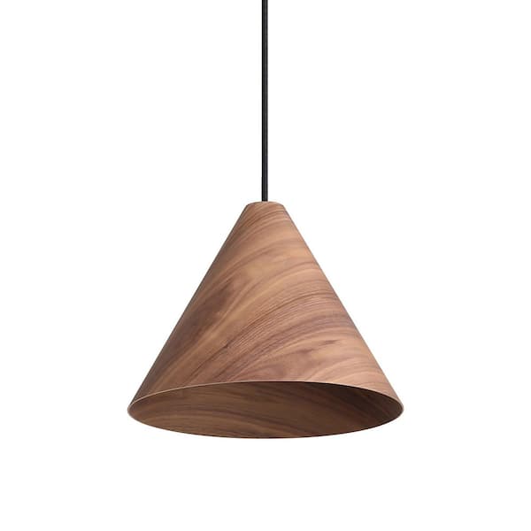 Conique 9.875 in. 1 Light Dark Walnut Pendant Light with Dark Walnut Shade