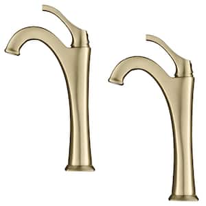 Arlo Single Handle Vessel Sink Faucet with Pop-Up Drain in Brushed Gold (2-Pack)