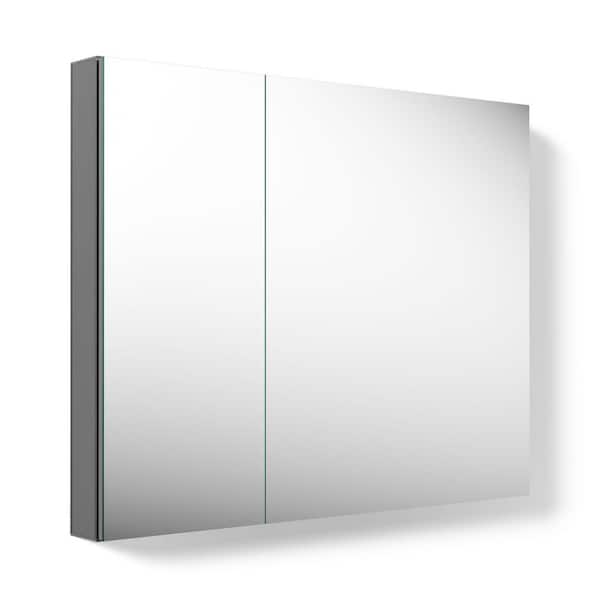 Maxstow 30 in. x 24 in. Surface-Mount Medicine Cabinet with Mirror in Dark Anodized Aluminum