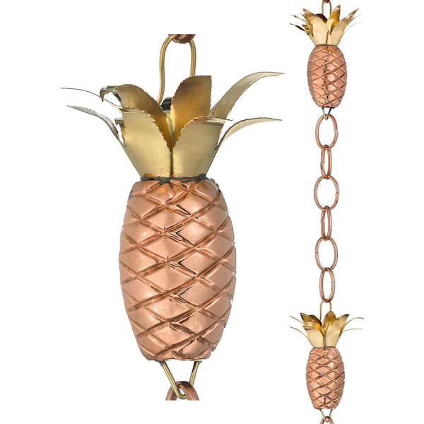 Good Directions 100% Pure Copper Pineapple Rain Chain, 8-1/2 ft. Long, Artistically Designed, Replaces Gutter Downspout
