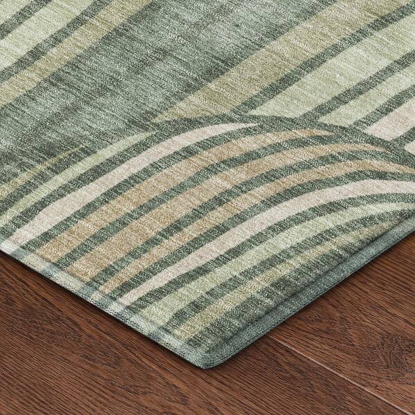 Mayfield Premium Machine Washable Abstract AMF2546 Basil 3 ft. x 4 ft. Area Rug