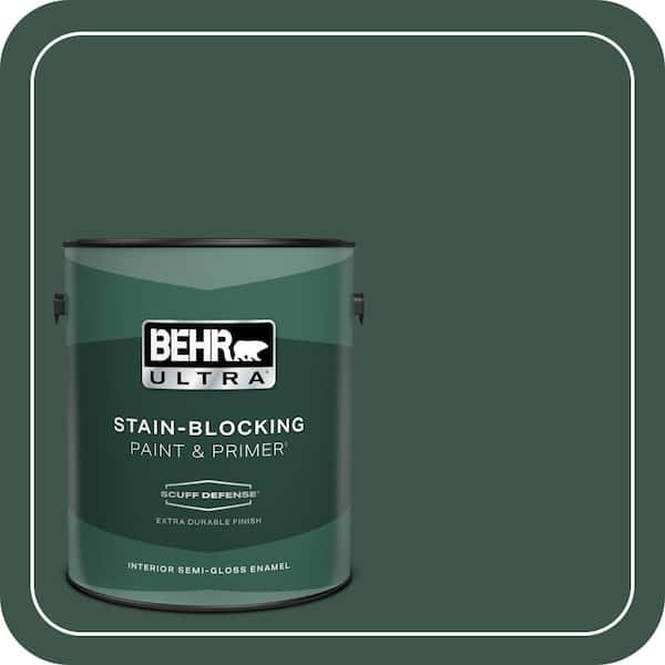 BEHR ULTRA 1 gal. #470F-7 Deep Jungle Extra Durable Semi-Gloss Enamel Interior Paint & Primer
