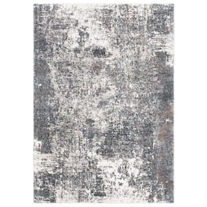 Aston Gray/Ivory Doormat 3 ft. x 5 ft. Distressed Abstract Area Rug