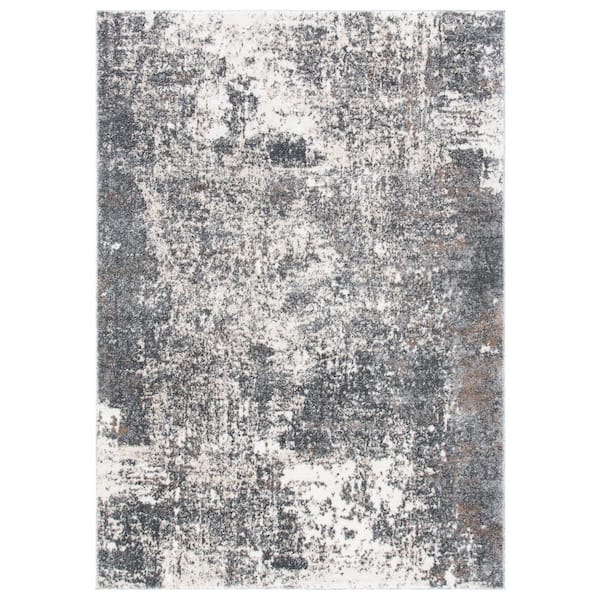 SAFAVIEH Aston Gray/Ivory Doormat 3 ft. x 5 ft. Distressed Abstract Area Rug