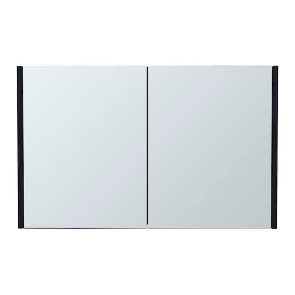 31.5 in. W x 19.7 in. H Rectangular Engineered Wood Surface Mount Medicine Cabinet with Mirror in Black