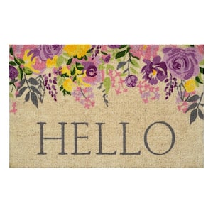 Blossoming Floral Hello Multi-Colored 30 in. x 48 in. Indoor or Outdoor Doormat