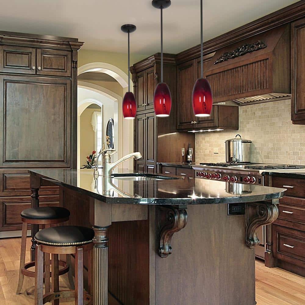 Merlot Oil Rubbed Bronze LED Pendant Light with Swirled Glass Shade