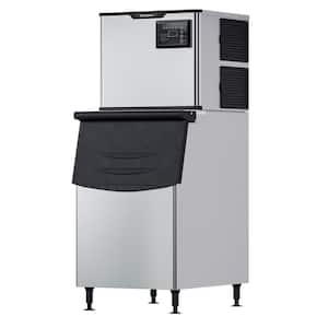350 lb. Freestanding Full Dice Ice Maker with Bin in Stainless steel