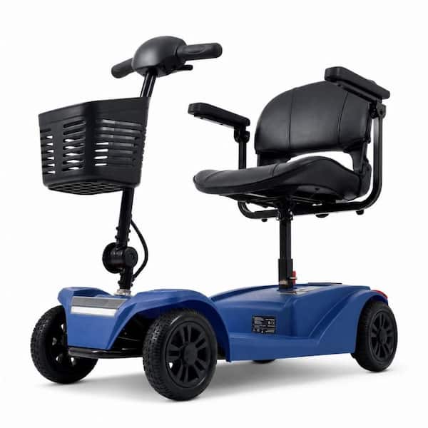 4-Wheel Mobility Scooter in Blue, 300 lbs. Capacity Foldable Scooter for Seniors, Summer Shopping Travel Scooter