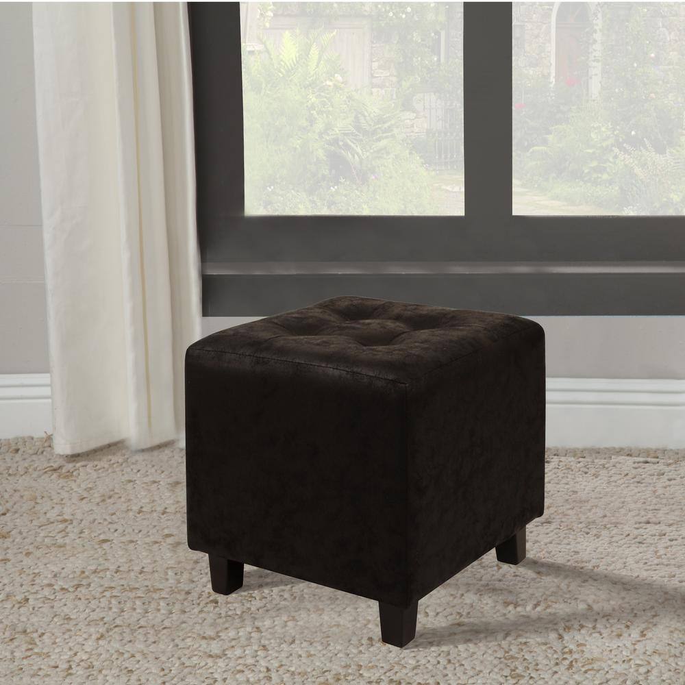 Faux Leather Black Ottoman StoolDWC252BK The Home Depot