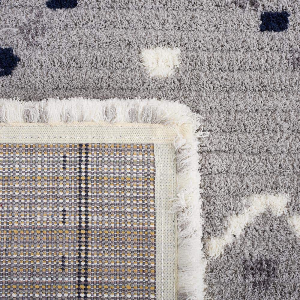 Marrakesh Gray and Navy Square Synthetic Area Rug