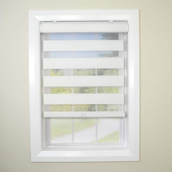 Versailles Home Fashions Eggshell Cordless Light Filtering Polyester Zebra Shade 27 in. W x 64 in. L