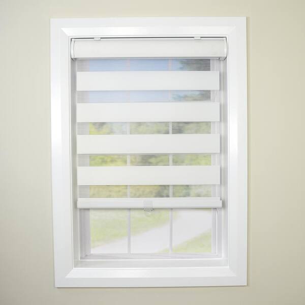 Versailles Home Fashions Eggshell Cordless Light Filtering Polyester Zebra Shade 34 in. W x 72 in. L