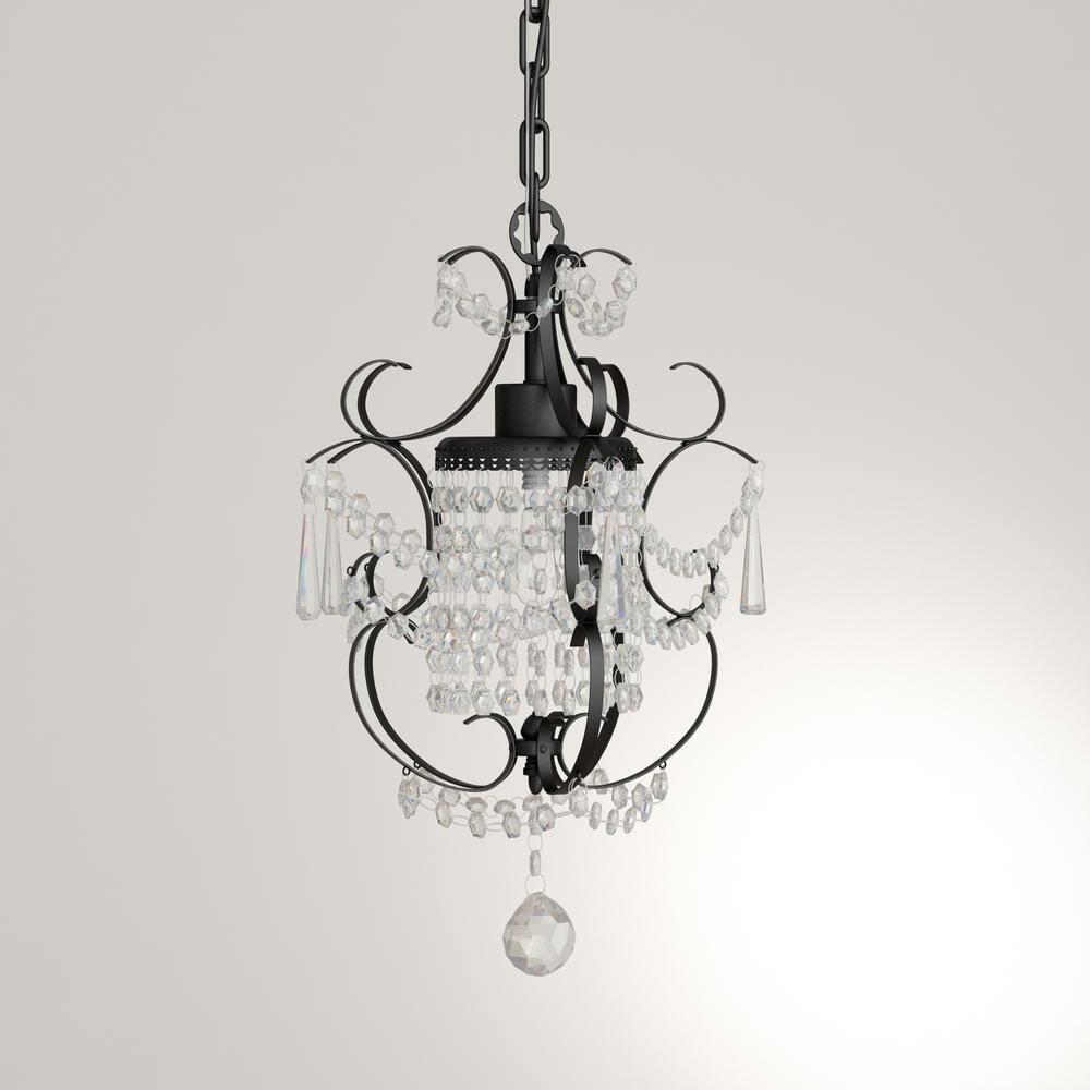 Elegant Noir 13'' Black Crystal Mini Chandelier
