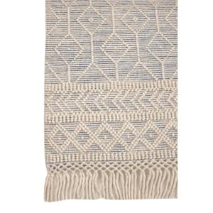 Willow 6 ft. x 9 ft. Beige/Blue Hand-woven Geometic Area Rug