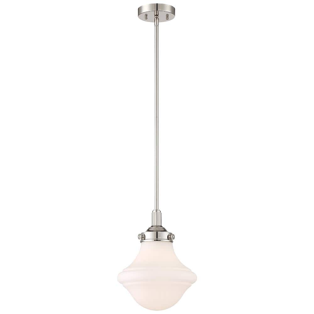 Leading Lighting 1 Light Crystal Pendant with Plating Nickel Finish,Modern Pendant Fixture with Polyhedral,Opal Crystal Shade for Bar Corridor,Living Room.LED Bulb not Include Dining Room