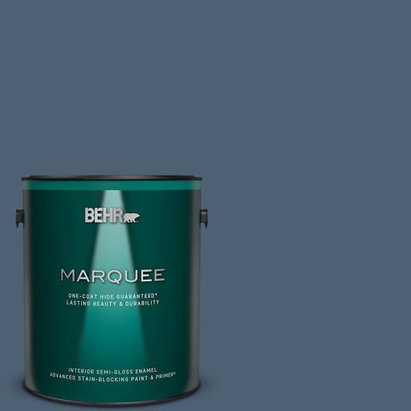 BEHR MARQUEE 1 gal. #PPU14-19 English Channel One-Coat Hide Semi-Gloss Enamel Interior Paint & Primer