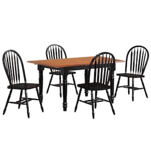 Black Cherry Selections 5-Piece Extendable Butterfly Leaf Dining Table Set with Windsor Chairs