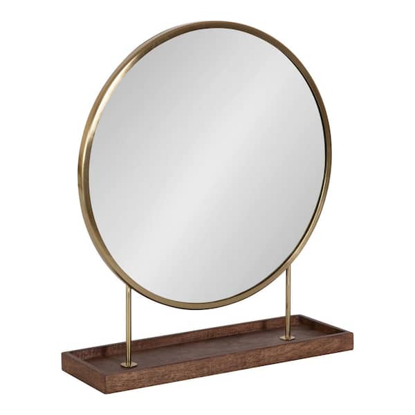 Kate and Laurel Maxfield 21.5 in. x 18 in. MidCentury Round Gold Framed Decorative Wall Mirror
