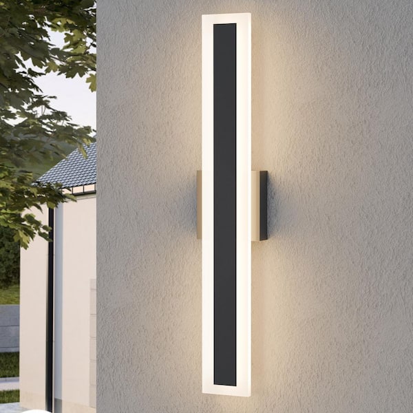 LamQee 23.6 in. 1-Light Black Modern Linear Integrated LED Indoor/Outdoor Wall Sconce