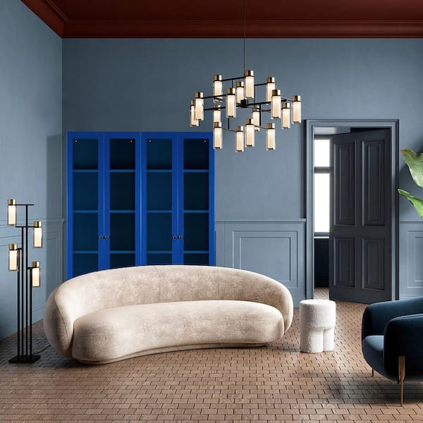 Glamour Home Avidan 70 in. Blue French Door Metal Storage Cabinet