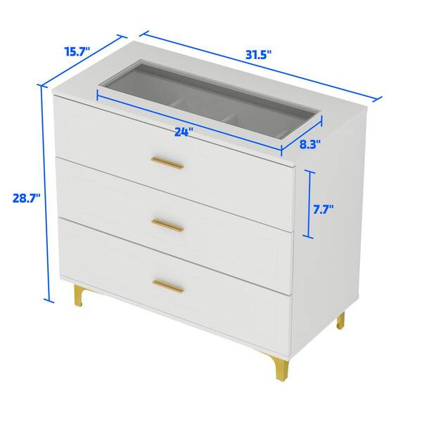 FUFU&GAGA White Wooden Nightstand with 3-Drawer: 31.5" FUFU&GAGA White Wooden Nightstand with 3-Drawer: 31.5"