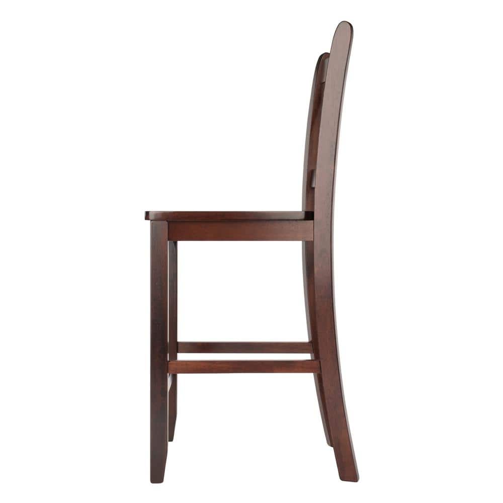 Winsome Walnut Mid-Century Modern V-Back Counter Stools, Set of 2