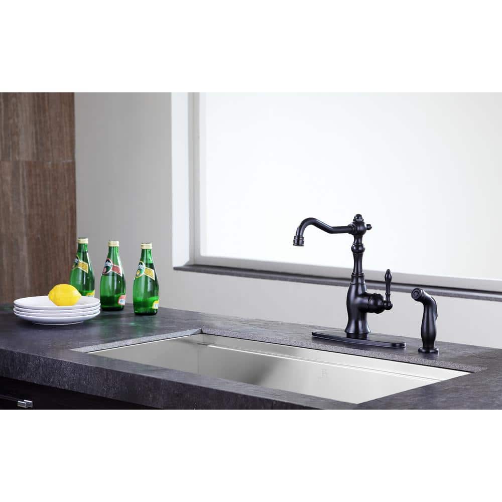 Highland Oil Rubbed Bronze Single-Handle Kitchen Faucet with Pull-out Spray