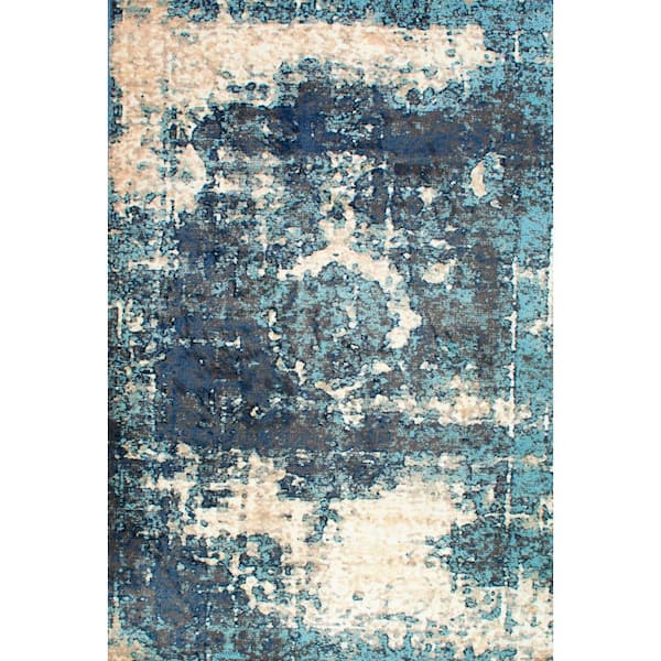 nuLOOM Lindsy Distressed Vintage Blue 12 ft. x 15 ft. Area Rug